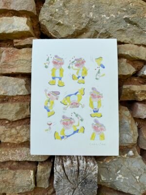 Illustration originale à l’aquarelle de le marin pêcheur, création unique et expressive de Charline Dailly, issue de son univers coloré et poétique.