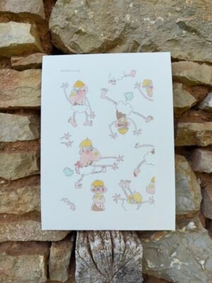 Illustration originale à l’aquarelle de âme primitive, création unique et expressive de Charline Dailly, issue de son univers coloré et poétique.