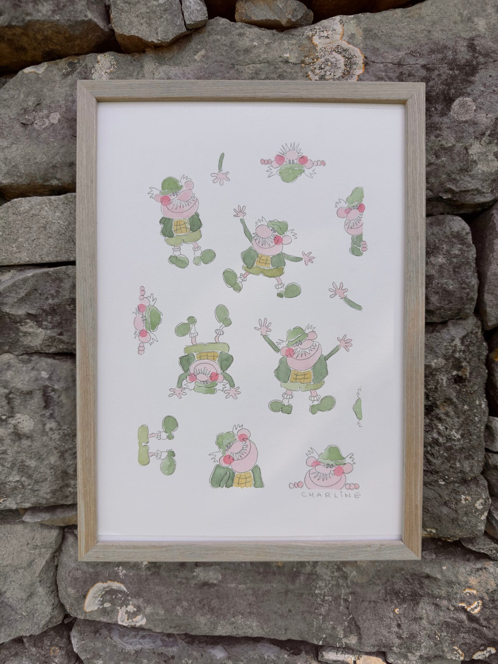 Illustration originale à l’aquarelle "le philosophe", création unique et expressive de Charline Dailly, issue de son univers coloré et poétique.