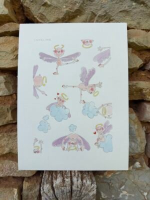 Illustration originale à l’aquarelle de l'ange gardien, création unique et expressive de Charline Dailly, issue de son univers coloré et poétique.